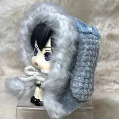 るかっぷ用❄️垂れ耳ポンチョ 水色 被り物 着せ替え ぬい服