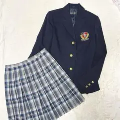 美品 EASTBOY 紺ブレ スカート セットアップ 金ボタン ワッペン
