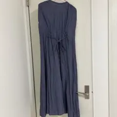 VIS ワッシャーノースリーブワンピース シワ加エマキシ