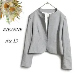 RIFANNE ノーカラーテーラードジャケット 13 チェック 白黒 3400