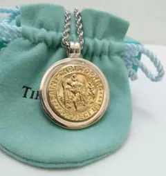 ティファニー セントクリストファーコインネックレストップ 18k /925