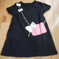 リボンとバッグデザインの半袖ワンピース 100cm