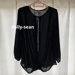 【dolly-sean】シフォン ブラック 七分袖シャツ　シアーシャツ