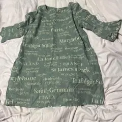 地名プリント 横浜元町！グリーンチュニック M-L！新品