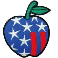 ワッペン APPLE STAR USA りんご アイロン アップリケ 送料無料