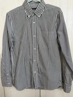 【新品】ユニオンステーション　メンズビギ　ストライプシャツ　黒　Mサイズ