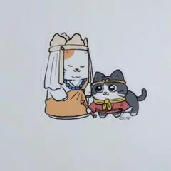 ねこに転生したおじさん　ダイカットステッカー　プンちゃん×てぷちゃん　シール
