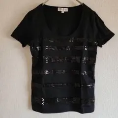 【MICHEL KLEIN】（M）スパンコール付きカットソー/半袖ブラウス