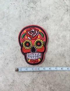 アイロンワッペン☆メキシカンスカル　骸骨ドクロ　ガイコツ　リメンバーミー
