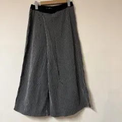 パラスパレス ワイドパンツ サイズ0 ストライプ ウエストゴム ダークグレー