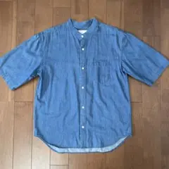 【アーバンリサーチSonny Label】バンドカラーデニム半袖シャツ