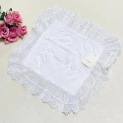 a151/新品 A. leplat 日本製生地 レース クッションカバー 白 綿