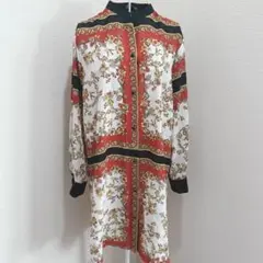 【ザラベーシック】花柄 ボタニカル バードプリント チュニック　シャツ