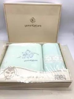 未使用 桂由美　 刺繍付綿シーツ　レース付カラーピロケースセット140×240