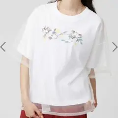graniph　グラニフ　シマエナガ　レイヤードシアーTシャツ　半袖Tシャツ