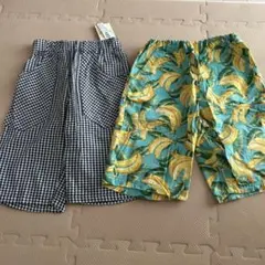 ハーフパンツ 2枚組 ギンガムチェック バナナ柄