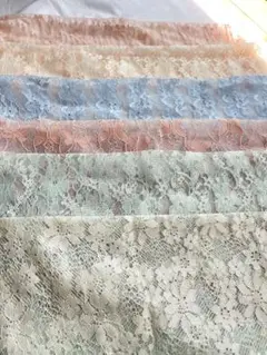 【高級感◎】ラッセルレース 生地 6枚約40×40cmパステルカラーカットクロス