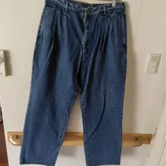 Papasプリーツ入りデニムパンツＬサイズ