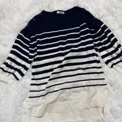 ストライプ 五分袖 Tシャツ M Lサイズ