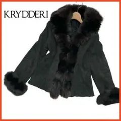 KRYDDERI クリュドリィ 毛皮コート 羊革 黒 ブルーフォックス 11 L