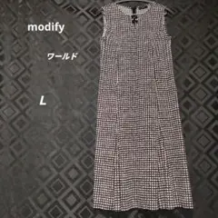 modify 　ワールド　ドット柄 ノースリーブ ワンピース L　日本製　美品