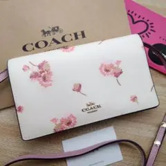 新品 COACH ショルダーバッグ ショルダー財布 長財布 花柄 フラワー