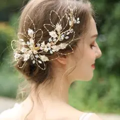 ヘッドドレス ピンクゴールド ウェディング 髪飾り ヘアアクセサリー ボンネ