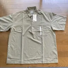 無印良品 MUJI 新品未使用タグ付 風を通す　半袖　布帛ポロシャツ紳士Lカーキ
