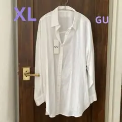 【未使用品】GU リネンブレンドオーバーサイズシャツ　オフホワイト　XL