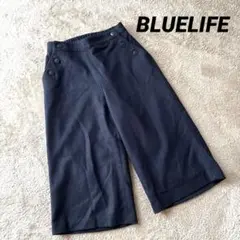 【BLUELIFE】クロップド丈ワイドパンツ ガウチョ ネイビー カジュアル M
