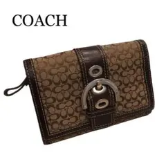 COACH コーチ 2つ折り財布 ベルト ベージュ ブラウン オシャレ