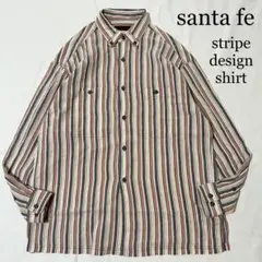 OLD santa fe サンタフェ ストライプシャツ 総柄シャツ 4 テンセル