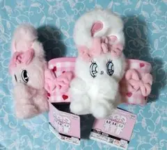 エスターバニー　ぬいぐるみ付き小物入れ　2点セット　ホワイト　ピンク