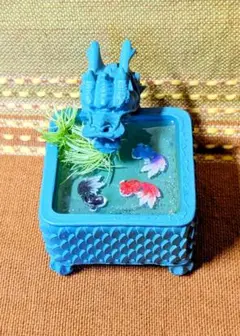 ハンドメイド月☆竜頭手水舎風水池金魚☆レジン☆