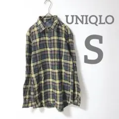 【ユニクロ/UNIQLO】長袖チェックシャツ　マルチカラー　メンズS