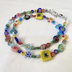 【硝子】カラフル 硝子アートネックレス