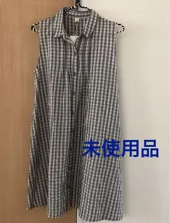 ギンガムチェック　ノースリーブシャツ　未使用品　グレー
