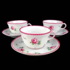 美品 ◆ リチャードジノリ アンティックローズ カップu0026ソーサー 3客