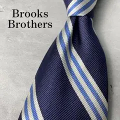 米国製 Brooks Brothers ストライプ レップタイ ネクタイ 白 紺