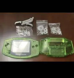 ゲームボーイアドバンス　シェル　クリアグリーン　新品　ねじ　ボタン
