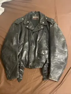 リボンタグschottビンテージ50sオリジナル50年代ビッグサイズ42 50s USA製 Schott リボンタグ レザー ポリスマンジャケット