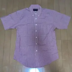 未使用品 半袖シャツ 赤 ギンガムチェック メンズ Mサイズ