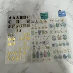 ゴールドアルファベットと瓶デザインシール2シート