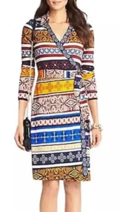 美品 人気完売 希少柄 ダイアンフォンファステンバーグ ラップワンピース