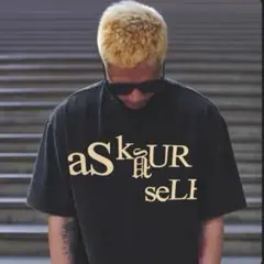 美品　ASKYURSELF / skool tee ブラック　オーバーサイズ