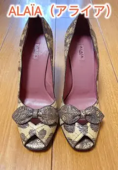 美品❣ALAÏA(アライア)スネークレザーのハイヒール サンダル