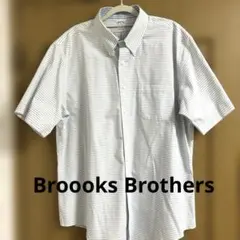 Brooks Brothers 青と白のストライプ 半袖シャツ XLサイズ