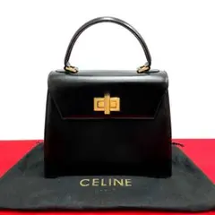 極 美品 保存袋付き セリーヌ ターンロック カーフレザー ミニ ハンドバッグ