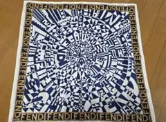 used FENDI 幾何学模様 ハンカチ ネイビー