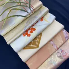 6235 名古屋帯　まとめセット　リメイク用　アイボリー　ピンクベージュ